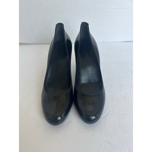 Gucci Black Patent Leather Round Toe Slip On Mid Heel Pumps Sz 6C Wide EU 36C - Picture 3 of 15